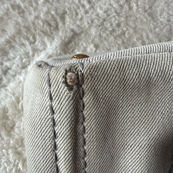 Vintage Prada Small Canapa Denim Logo Tote in Bianco Grey/white - Picture 8 of 16